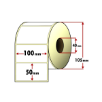 2 Rotoli Etichette 100x50mm in carta termica di colore Bianco - Adesivo permanente - Anima rotolo 40mm - Etichette per bobina 1000