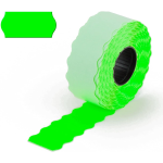 10 Rotoli Etichette adesive per prezzatrice misura 26x12mm | Adesivo permanente sagomato a onda in carta colore Verde fluorescente | 15.000 etichette per data di scadenza, prezzo e codice articoli