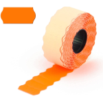 36 Rotoli Etichette adesive per prezzatrice misura 26x12mm | Adesivo permanente sagomato a onda in carta colore Arancione fluorescente | 54.000 etichette per data di scadenza, prezzo e codice articoli